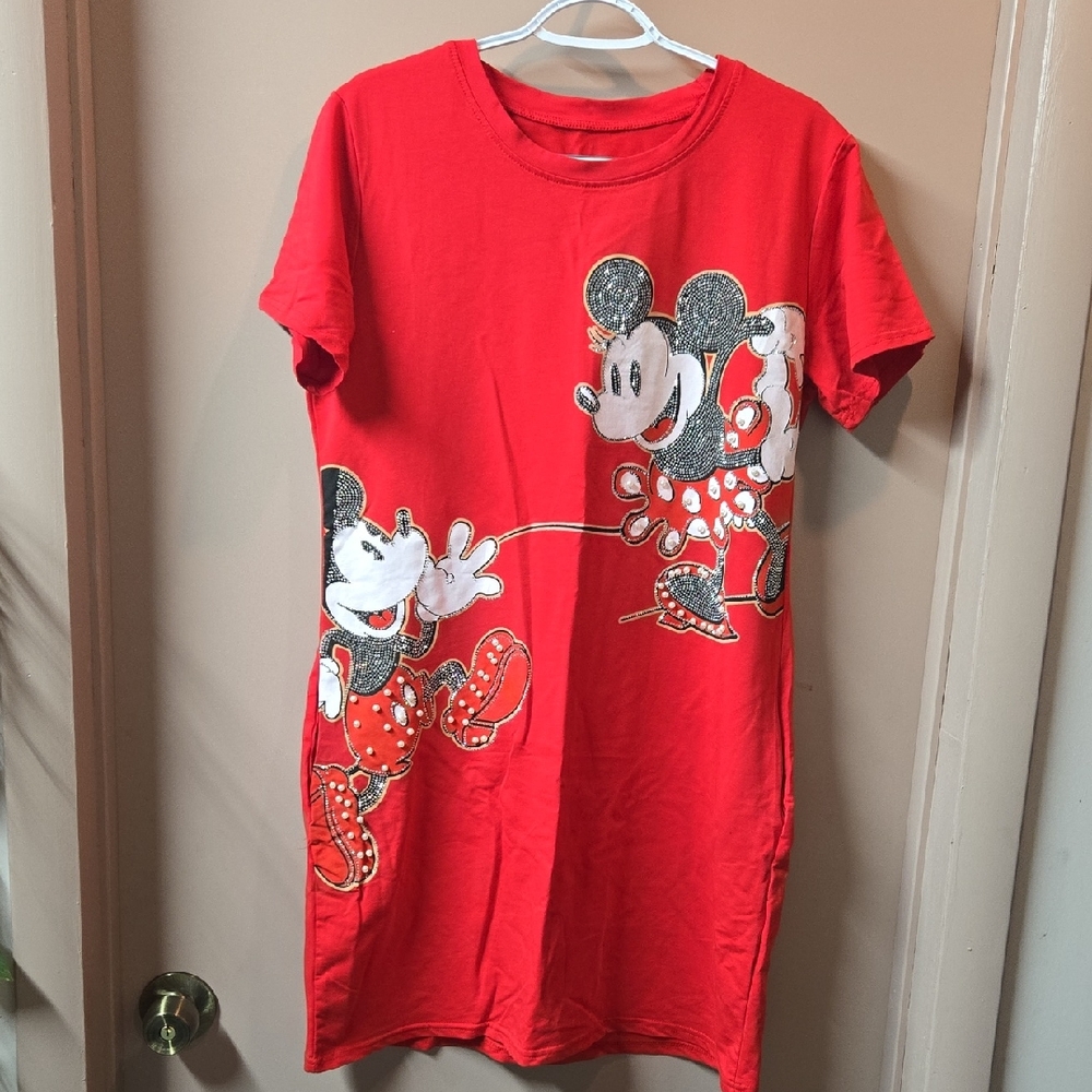 Disney Red Short Sleeve Tee with Mickey and Minnie